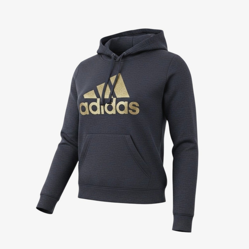 Adidas Hoodie Womens Navy Blue Excellent Gold Glitter Logo Thumbholes Size S